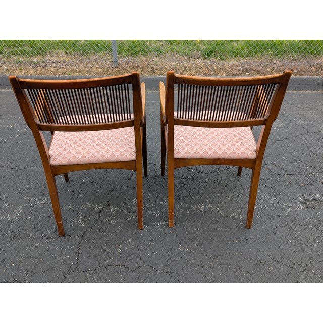 Drexel Vintage Captains Dining Chair Pair - Attributed to John Van Koert for Drexel For Sale - Image 4 of 12