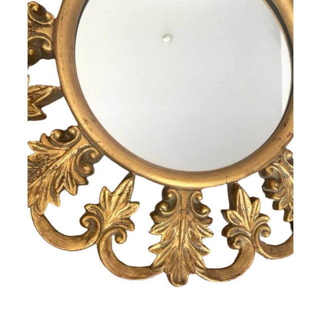 Mid-Century Modern Mid Century Gold Gilt Sunburst Wall Mirror For Sale - Image 3 of 6