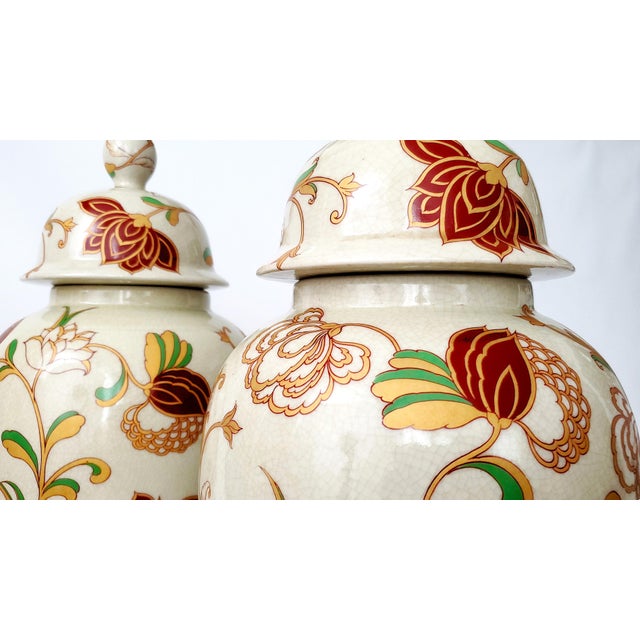 Late 20th Century Large 20" Ginger Jar Pair For Sale - Image 5 of 11