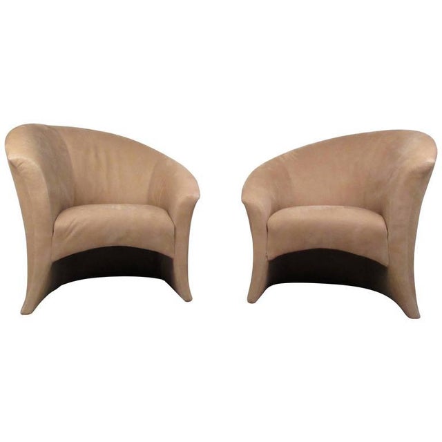 Tan Pair Vintage Modern Thayer Coggin Lounge Chairs For Sale - Image 8 of 8