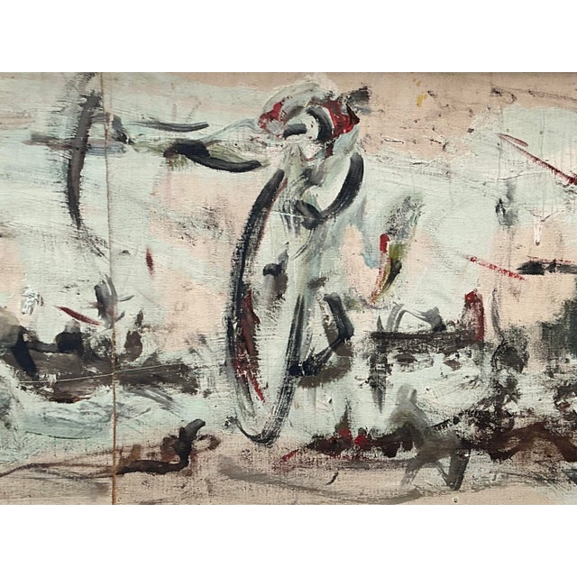 Wood Vintage 1966 Original Abstract Figurative Oil on Board For Sale - Image 7 of 12