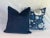 Custom made navy floral pillows with velvet matching backing. Feather down insert included.