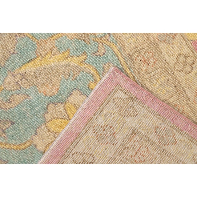 12x18 Fine Hand-Knotted Afghan Sultanabad Ziegler Rug in Hot Pink & Blue For Sale - Image 10 of 10