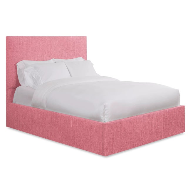 Modern Hadley King Bedframe, Rose Linen For Sale - Image 3 of 4