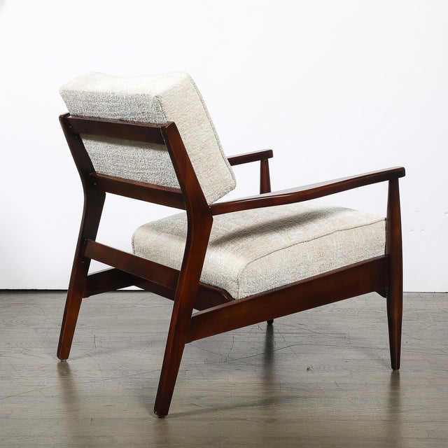 Pair of Mid-Century Modern Walnut Armchairs With Off-White Textural Upholstery For Sale - Image 12 of 18