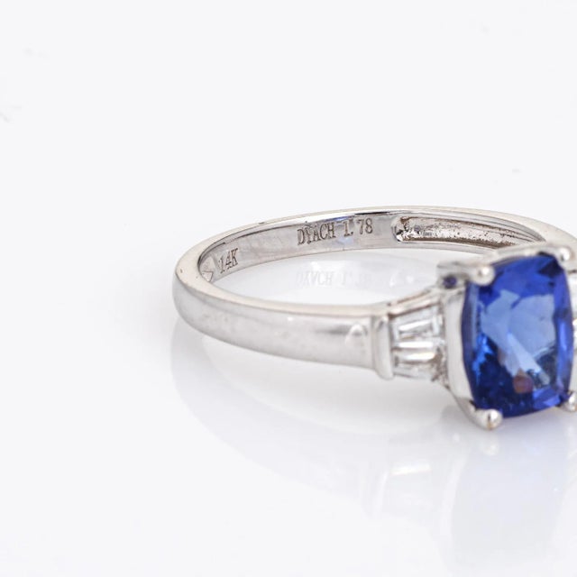 Metal 1.78ct Tanzanite Diamond Ring Gemstone Engagement Estate 14k White Gold size 7 For Sale - Image 7 of 7