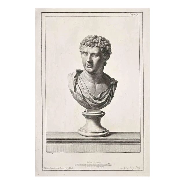 Ancient Roman Bust, Original Etching, 18th-Century For Sale