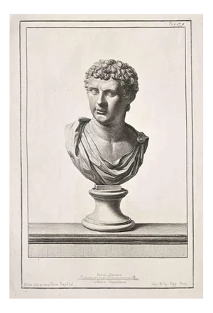 Ancient Roman Bust, Original Etching, 18th-Century