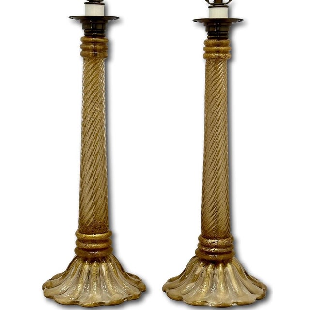 This is a Absolutely Beautiful Original Matching Pair of Mid 20th Century Table Lamp Bases. Circa 1950s to 1960s. They are...