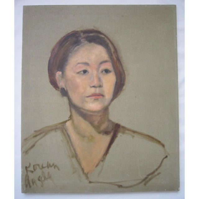 70's era portrait of a beautiful Korean woman named Angela. It measures 24"H x 20"W and is in excellent condition.