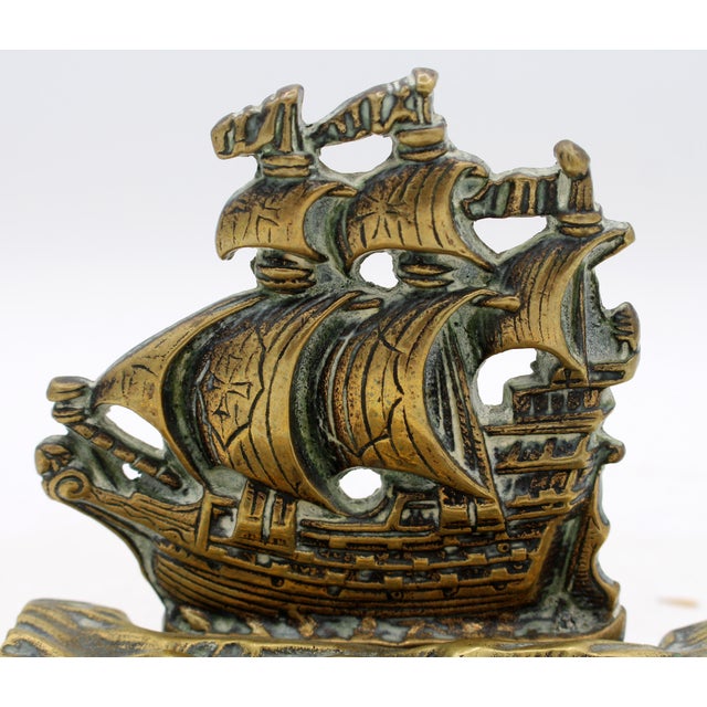 1924 English Brass Ship Inkstand For Sale In Raleigh - Image 6 of 7