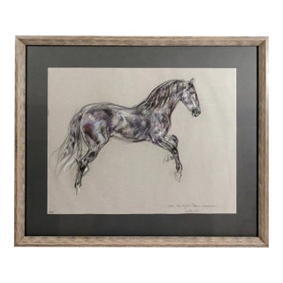 Horse Pastel by Leslie Charlotte Benenson, Stallion Dans Don Juan, Dated July 21, 1996 For Sale
