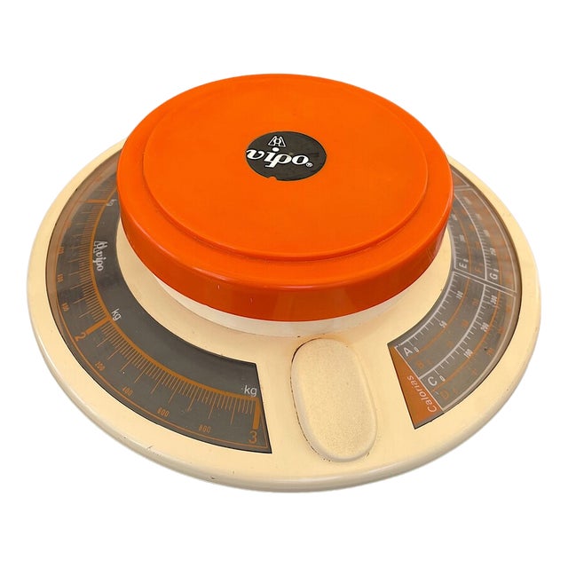 Space Age Orange Flying Saucer Mechanical Kitchen Scale with Calorie Counter from Vipo, 1970s For Sale