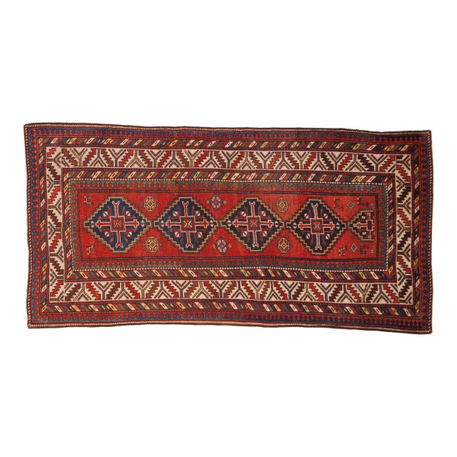 Antique Kazak Rug Runner - 3'11" x 7'9" For Sale