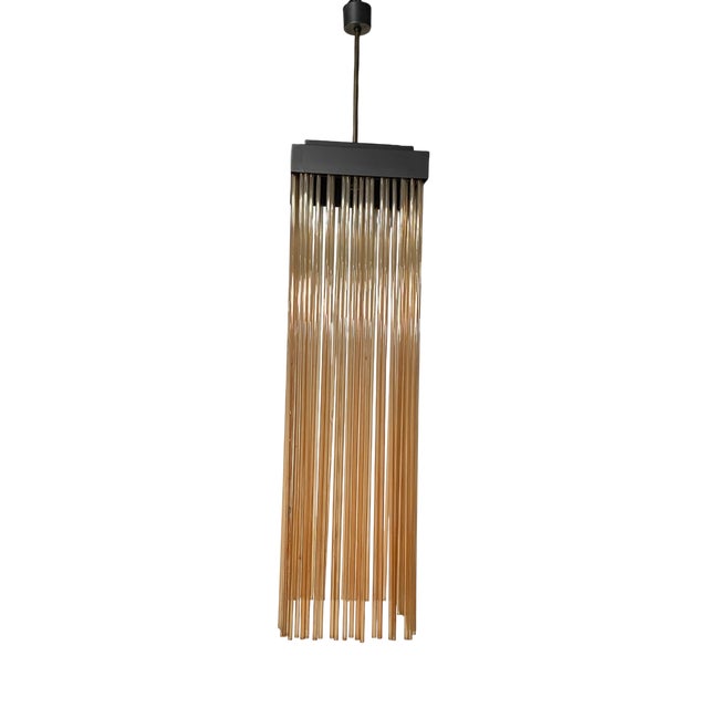 Pendant Lamp with Pink Glass Rods, 1970s For Sale