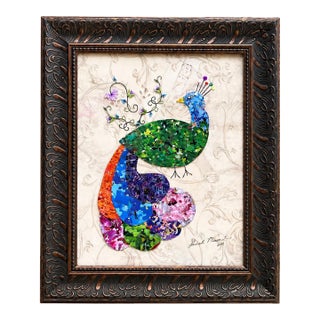 Original Grant "Jigsaw Grant" Manier Coolage Peacock Artwork, Signed & Dated 2018, Custom Framed For Sale
