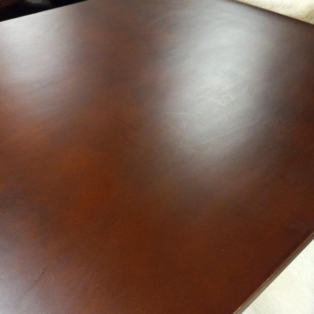 1950s Vintage Mid Century Mahogany Stained Solid Wood Sleigh Tray For Sale - Image 5 of 12