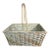 Antique American Primitive Painted Splint Gathering Basket With Solid Wood Bottom and Verdigris Patina For Sale