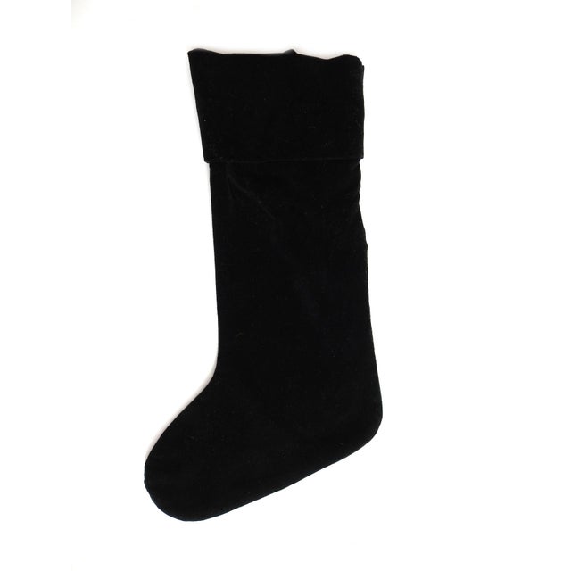 An authentic 1990s vintage black velvet holiday stocking by boutique Chicago designer Pamela Robins. Known for her...