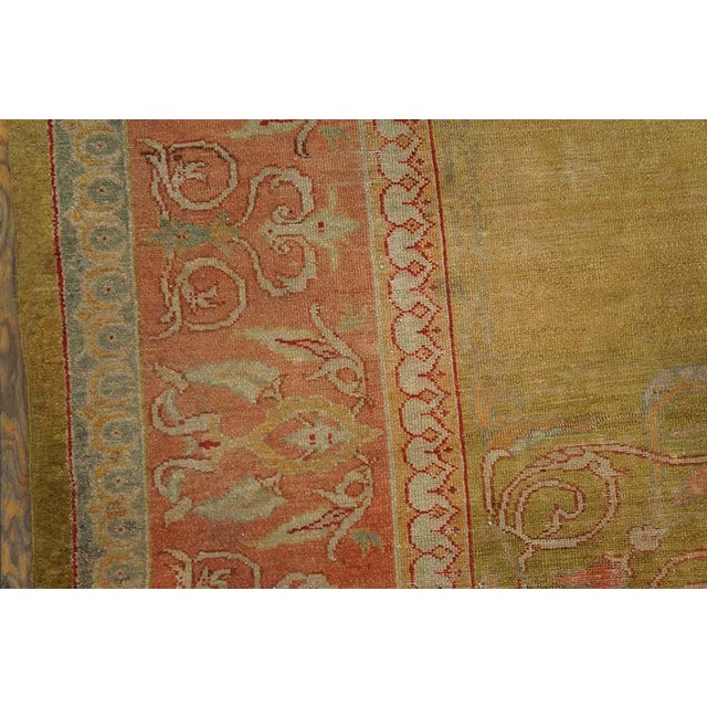 19th Century Exquisite Chartreuse Background With Medallion Design Antique Turkish Oushak Rug For Sale - Image 5 of 6