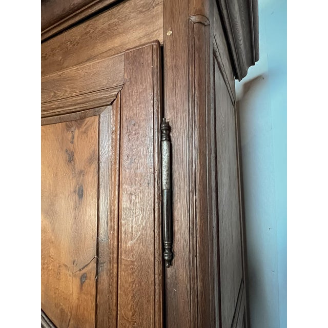 Early 19th Century Antique French Provincial Solid Oak Armoire, Late 18th Century For Sale - Image 5 of 9