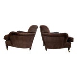 Pair of George Smith Suede Leather Club Chairs – 1999, Handmade in England** For Sale