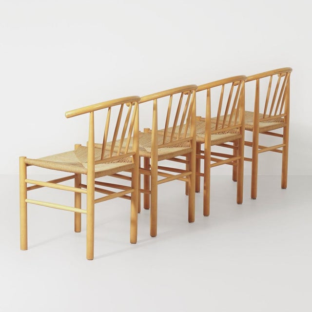 Danish J-151 Dining Chairs in Beech and Papercord by Erik Ole Jørgensen for FDB Møbler, 1960s, Set of 4 For Sale - Image 3 of 8