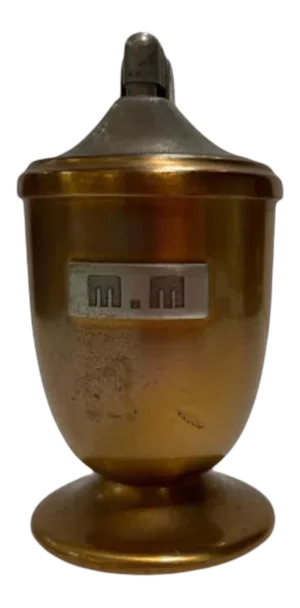 Vintage Penguin Brass and Chrome Table Lighter W/ Monogram by Evans Fuel