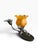 Vintage Art Nouveau Style Bronze Figural Table Lamp With Amber Ruffled Glass Flower Shade For Sale - Image 4 of 8