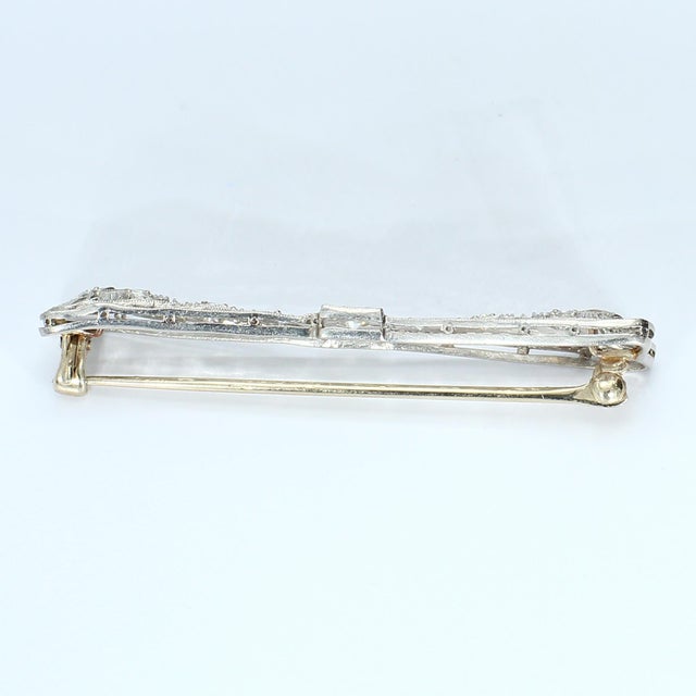 Traditional Mid 20th Century Bow-Shaped Brooch With Old European & Single Cut Diamonds For Sale - Image 3 of 5
