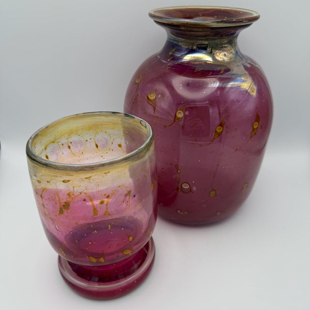 Handmade Iridescent Peacock Glass Vases from Eisch, 1970s, Set of 2 For Sale - Image 15 of 15