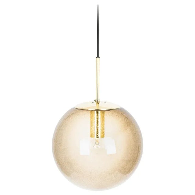 Large Brass with Smoked Glass Ball Pendant from Limburg, Germany, 1970s For Sale - Image 10 of 10