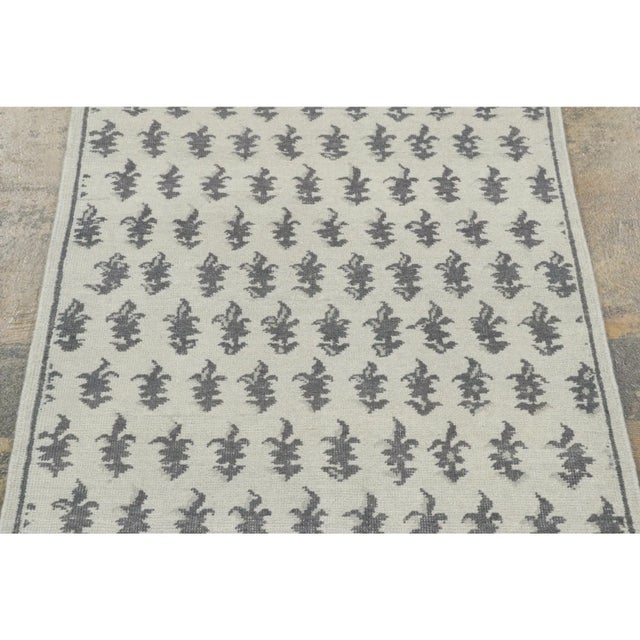 Late 20th Century Contemporary Block Print Floral Wool Runner by Rug & Kilim, India For Sale - Image 5 of 8