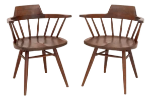George Nakashima Walnut Captain's Armchairs, Pair