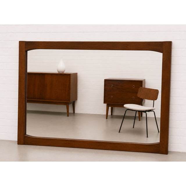 Mid Century Modern Walnut Mirror, 1960s — Scandinavian Design, For Sale - Image 10 of 10