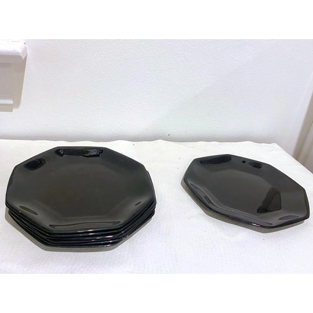 French Black Glass Plates Chairish