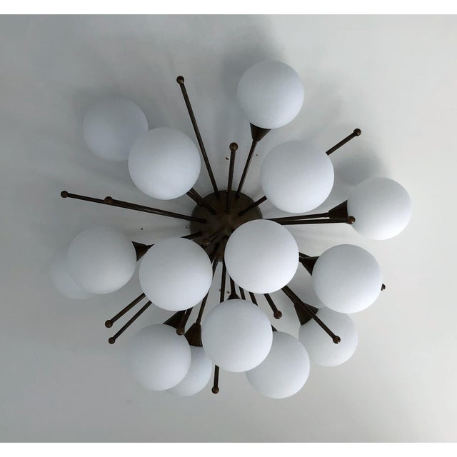 Fabio Ltd 21st Century Mezzo Bronze Matte White Murano Flush Mount by Fabio LTD For Sale - Image 4 of 9