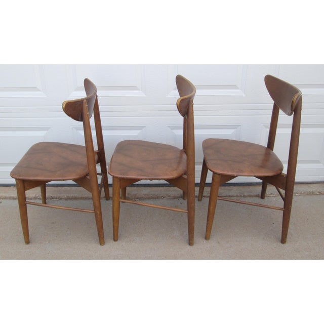 Wood Mid 20th Century Side Chairs Attributed to Stanley Model 404-85- Set of 3 For Sale - Image 7 of 16