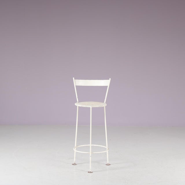 Metal Vintage Children's Stool in Perforated Metal, 1950s For Sale - Image 7 of 9