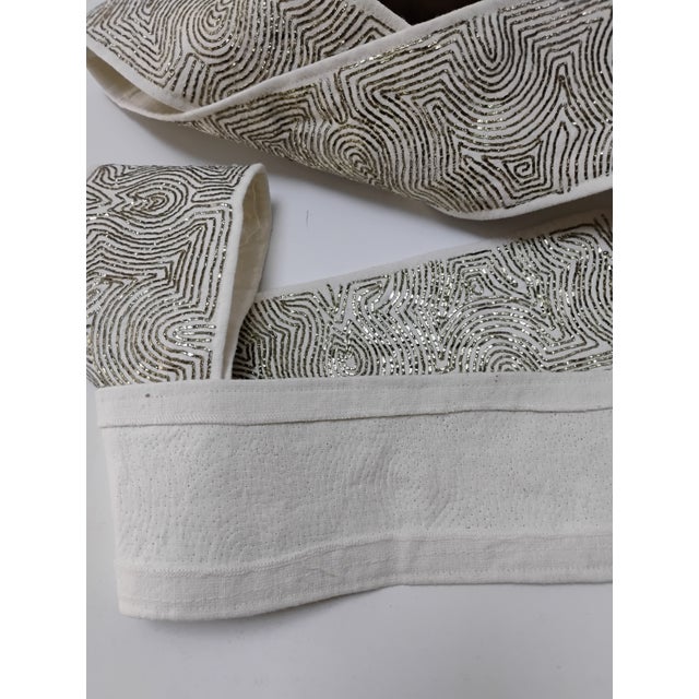 Fabricut S. Harris "Hakari" Trim in "Bone" Colorway- Gold Metallic on Linen For Sale In Los Angeles - Image 6 of 14