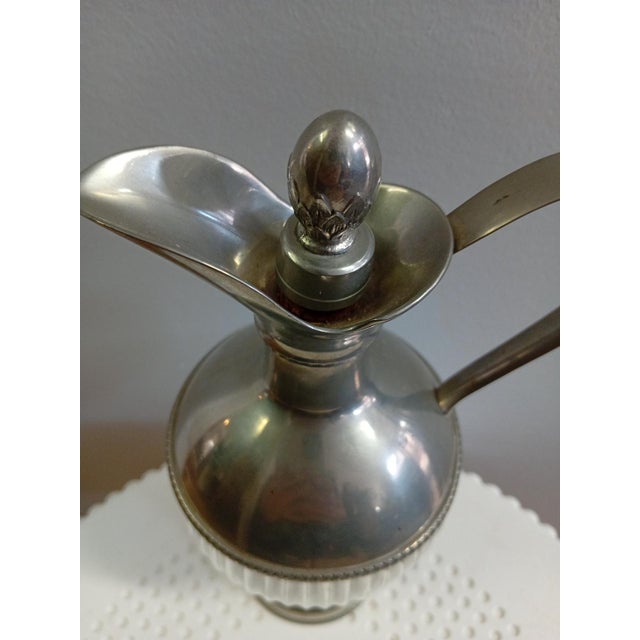 Vintage French Glass and Pewter Teapot by Les Étains Du Manoir, Paris, 1950s, in Flawless conditions. Designed 1950 to 1959
