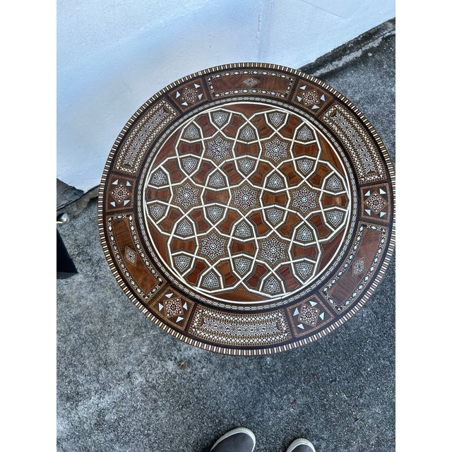 Mediterranean Antique Inlaid Moroccan Stand or Table For Sale - Image 3 of 8