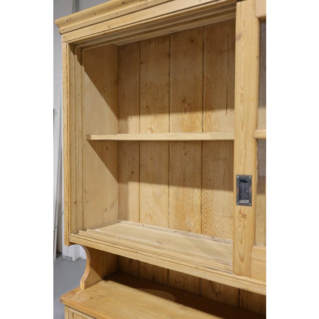 Massive Antique Pine Glazed Dresser With Sliding Doors | Circa 1880 For Sale - Image 12 of 13