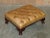 Pair of Vintage Tan Brown Leather Chesterfield Wingback Chairs With Footstools For Sale - Image 15 of 18