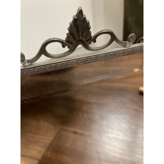 1930s Antique French Embossed 3 Way Vanity Mirror For Sale - Image 5 of 14