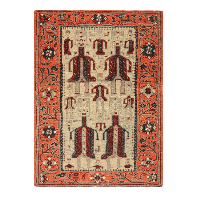 Rug & Kilim’s Burano Rug in Beige With Human Pictorials and Floral Patterns For Sale