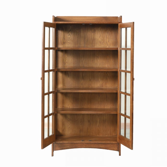 Wood Mission Oak Display China Cabinet / Bookcase - Walnut - 39"w For Sale - Image 7 of 9