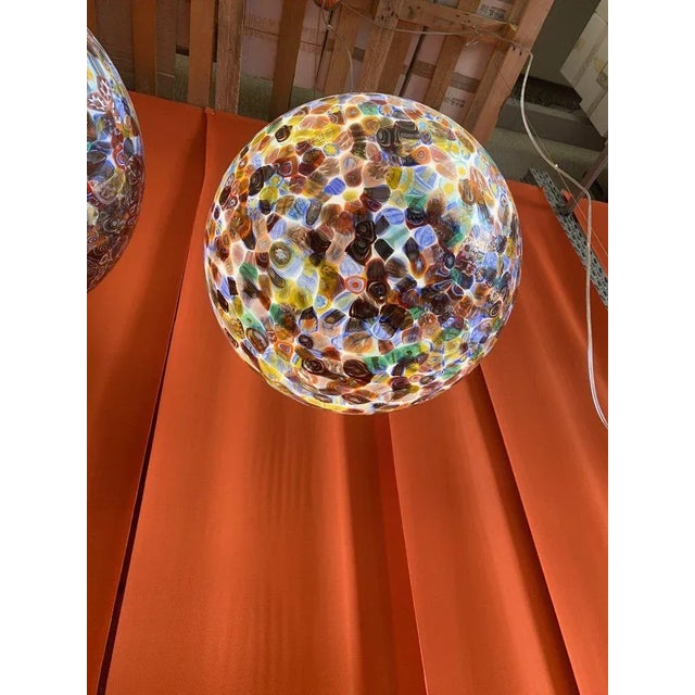 Murano Contemporary Murrine Multicolors Sphere in Murano Glass Swirl Venini Style For Sale - Image 4 of 8