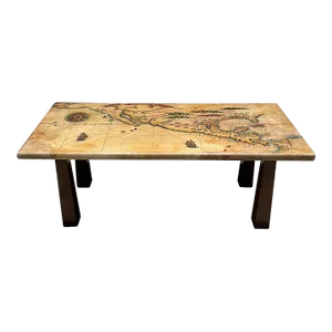 1980s María Teresa Méndez Old Map Art Coffee Table Mexico City