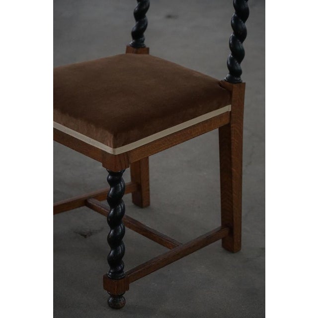Swedish Grace Baroque Revival Chairs in Brown Velvet, 1940s, Set of 4 For Sale - Image 15 of 18